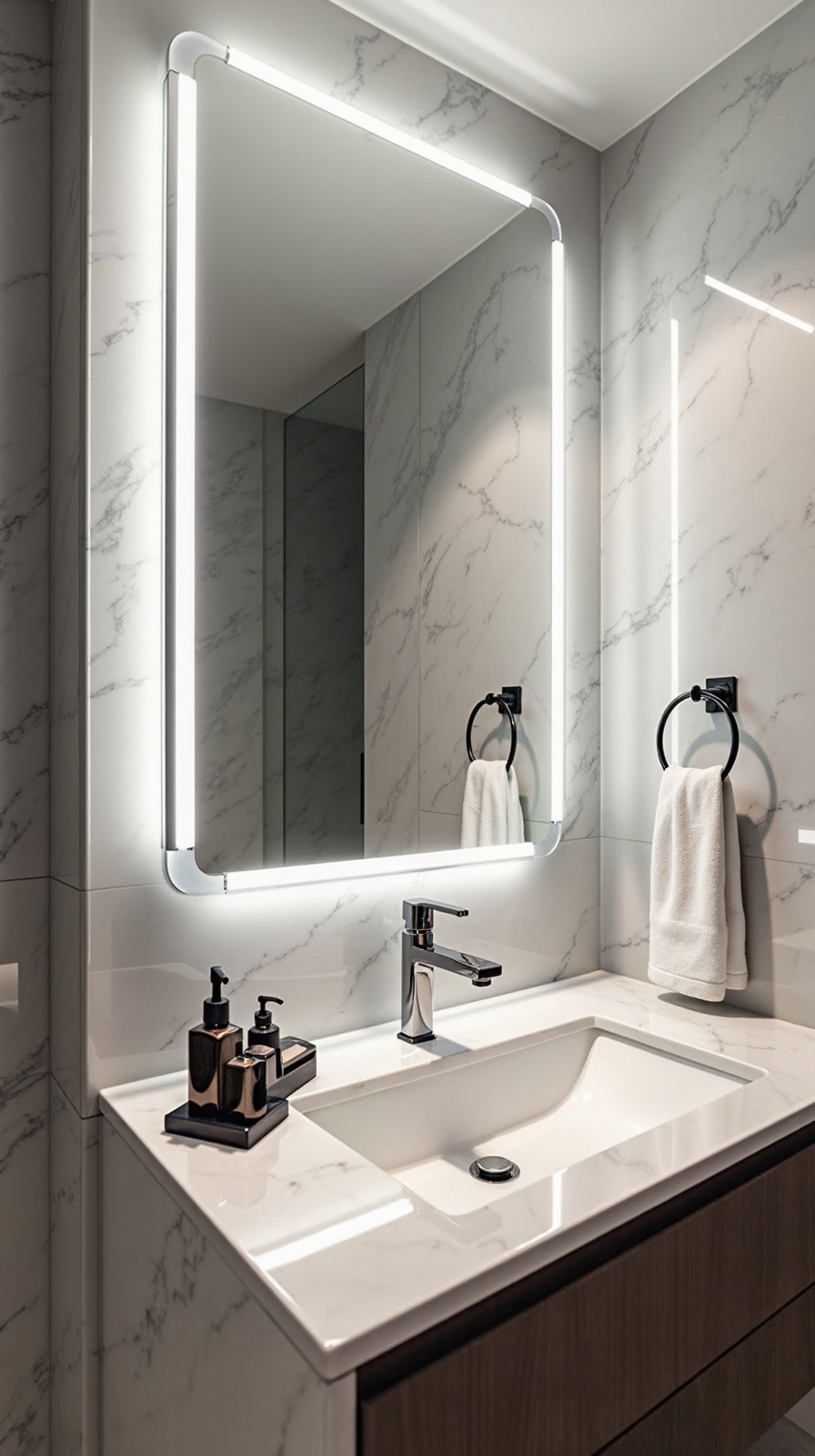 efficient even customizable bathroom lighting