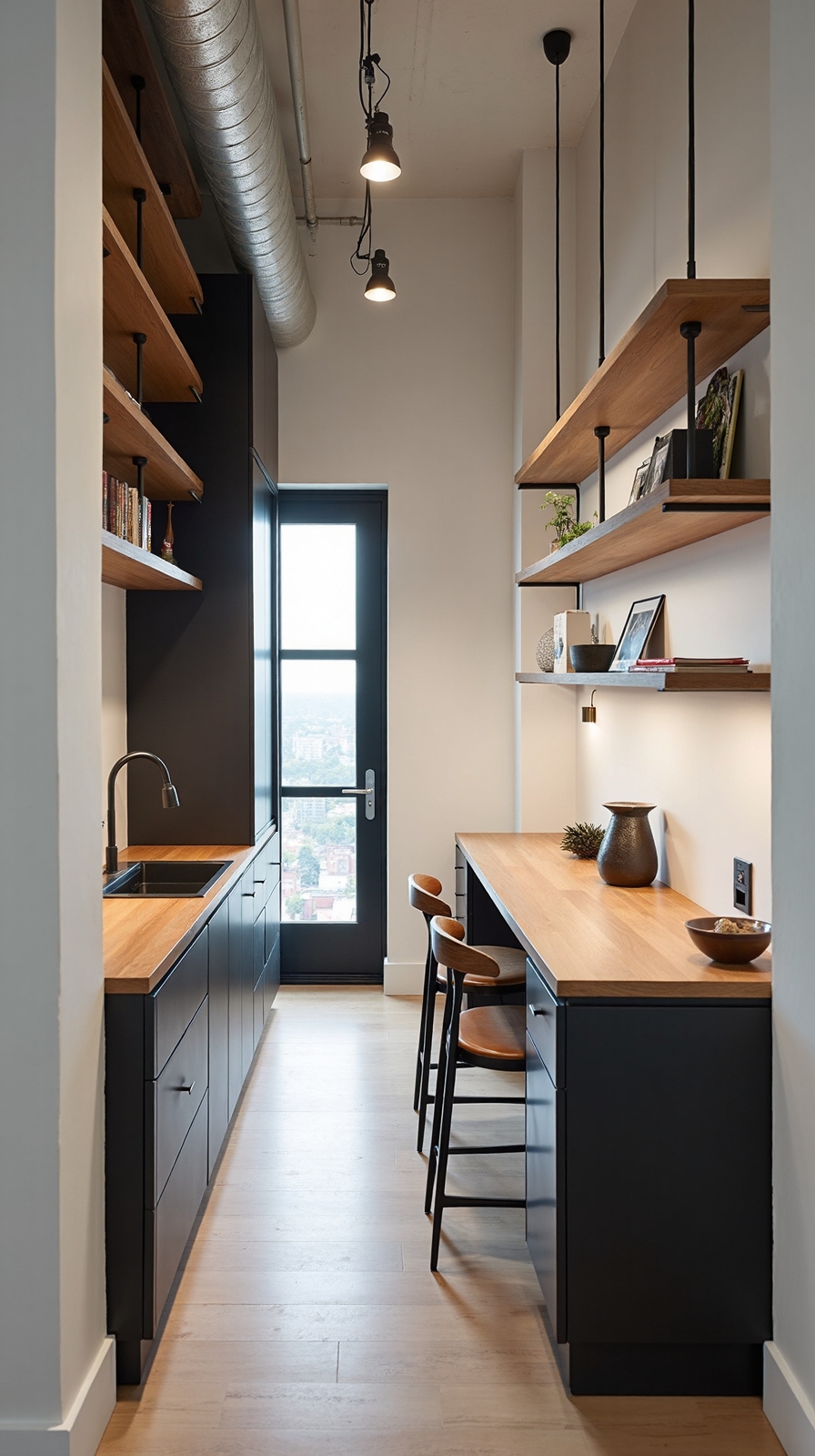 efficient functional minimalist loft office design