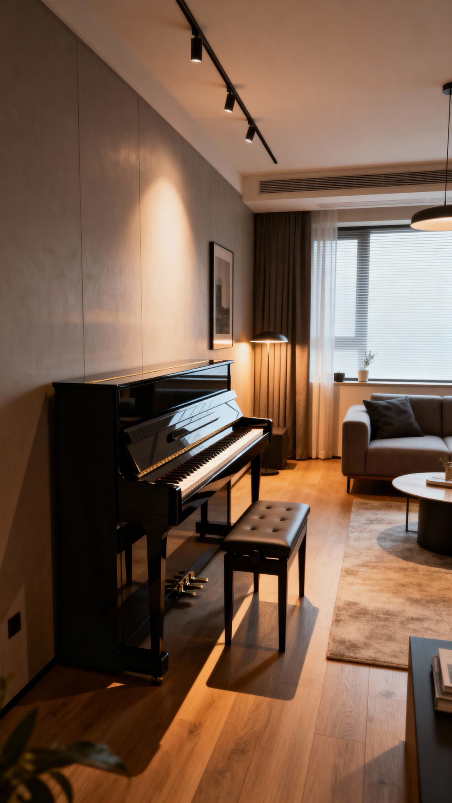 efficient piano placement maximizes small room space