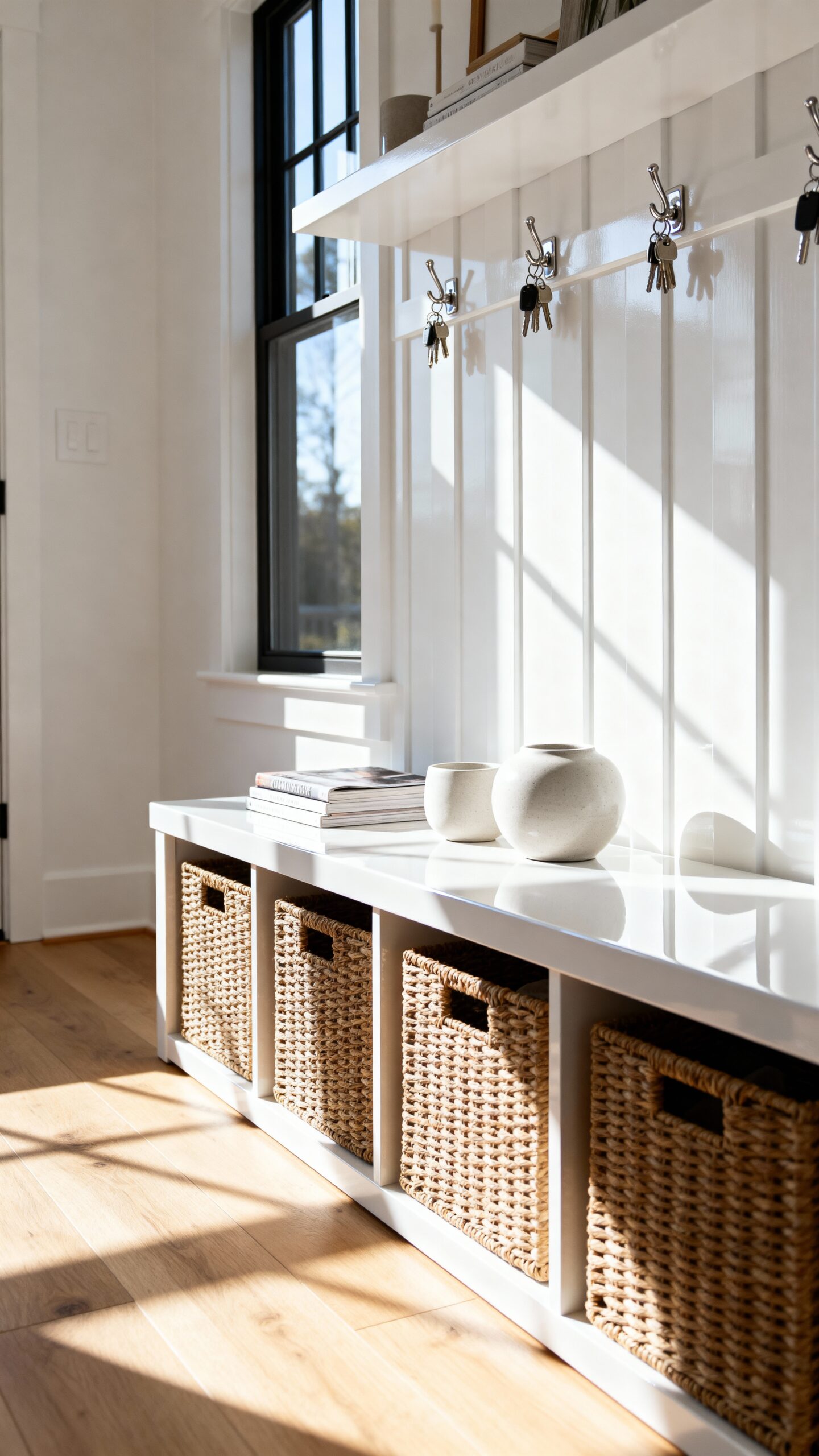 efficient vertical entryway storage solutions