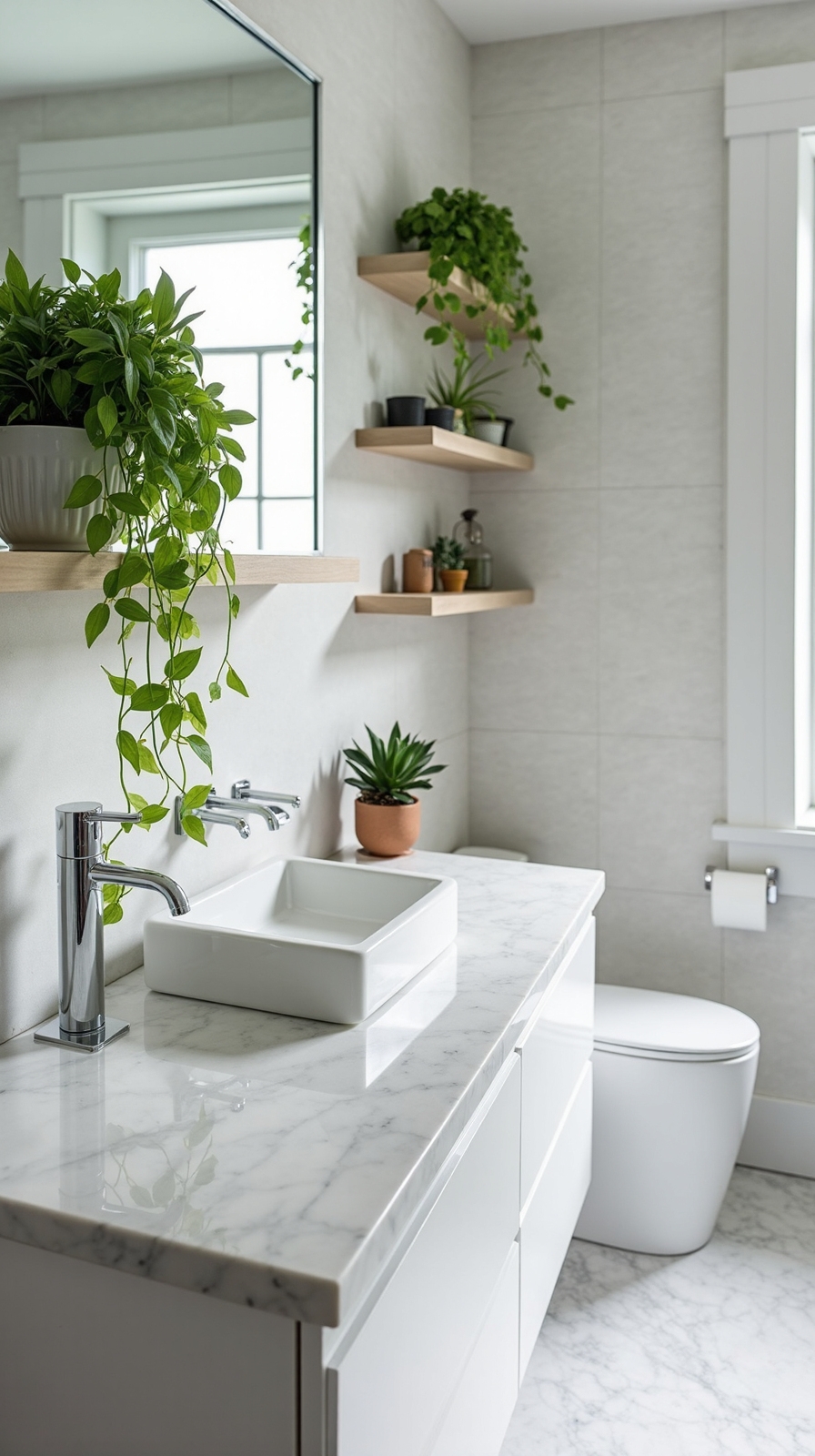 effortless greenery transforms bathroom vibe