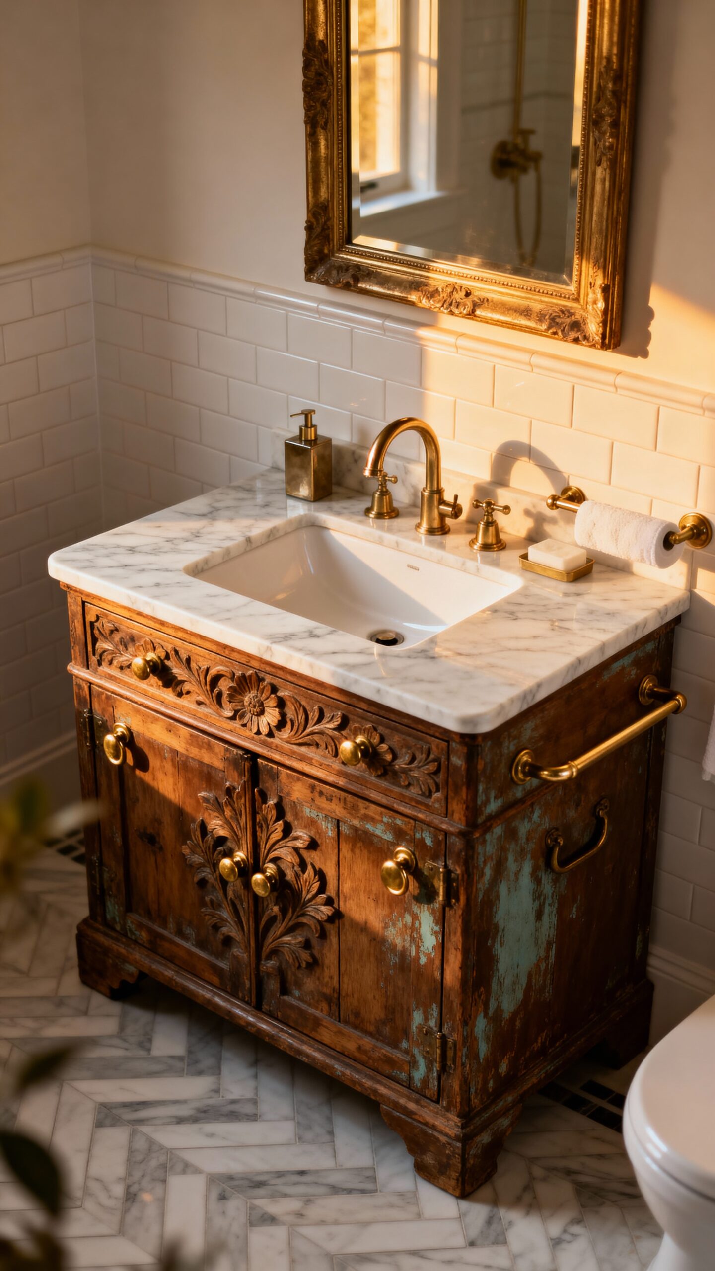elegant antique vanity centerpiece transformation