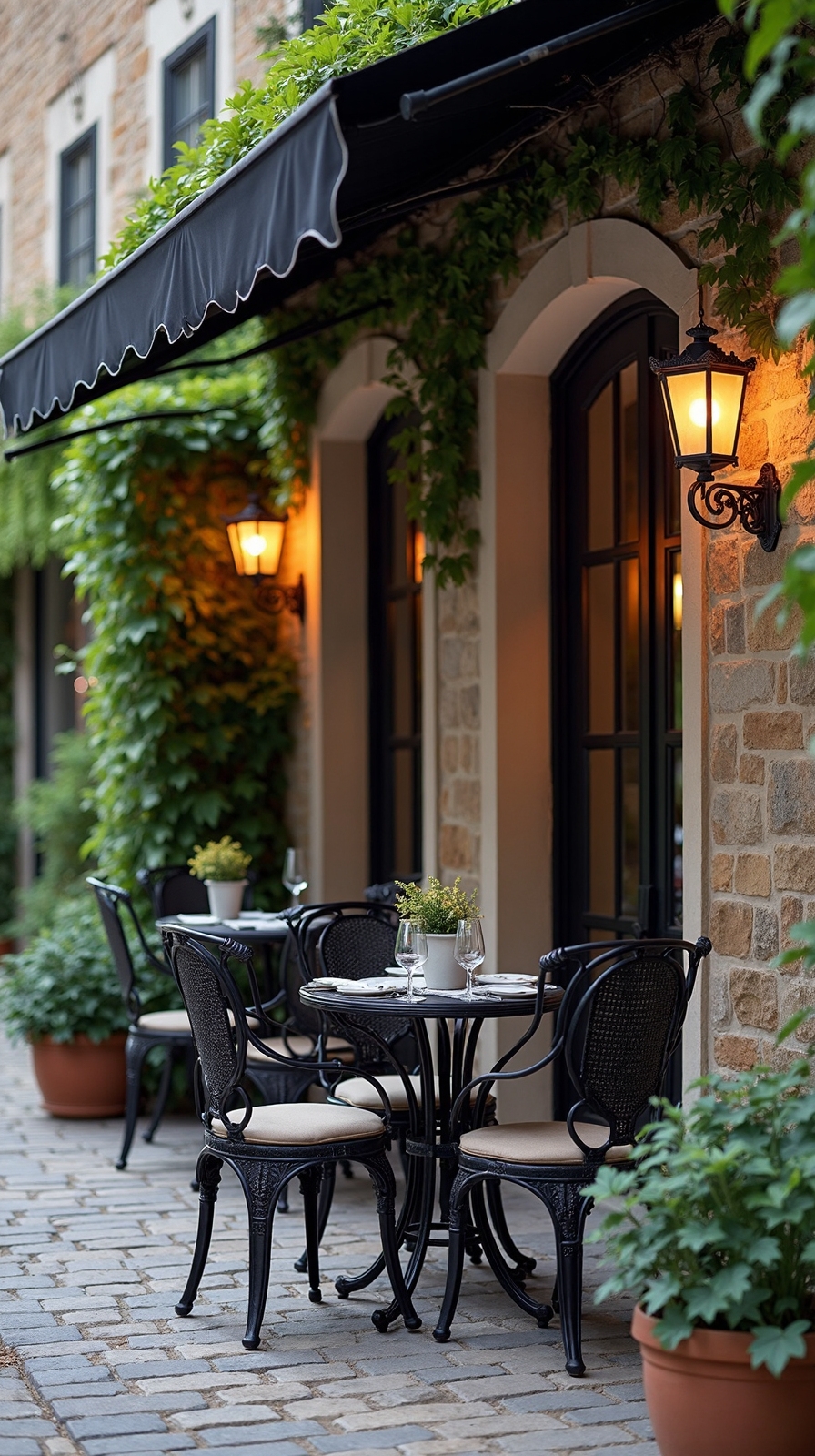 elegant french countryside patio ambiance