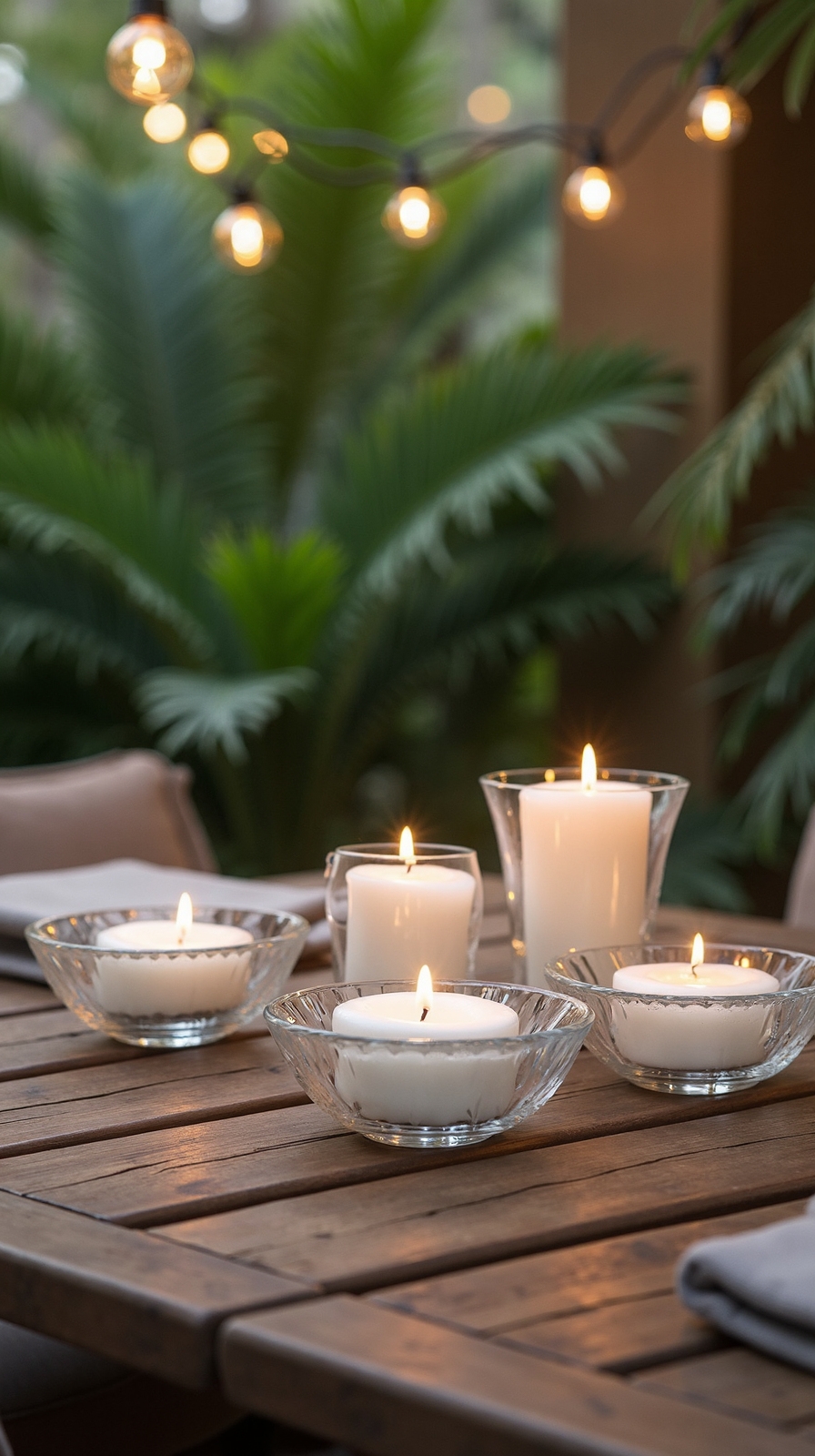 elegant outdoor floating candle display