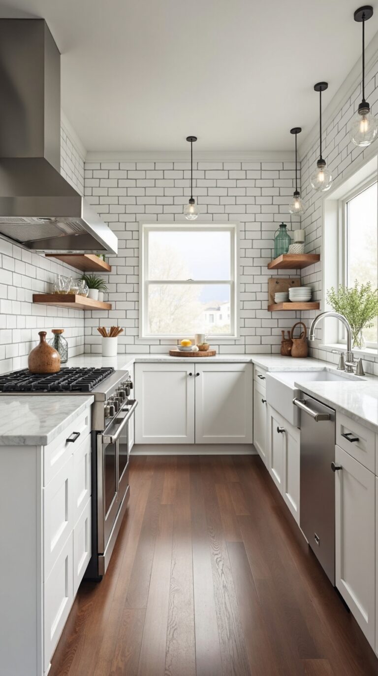 elegant timeless clean white kitchen tiles