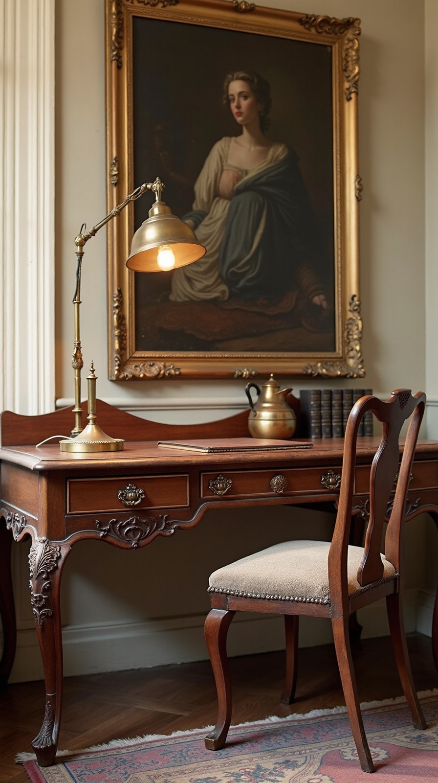 elegant vintage workspace with brass accents