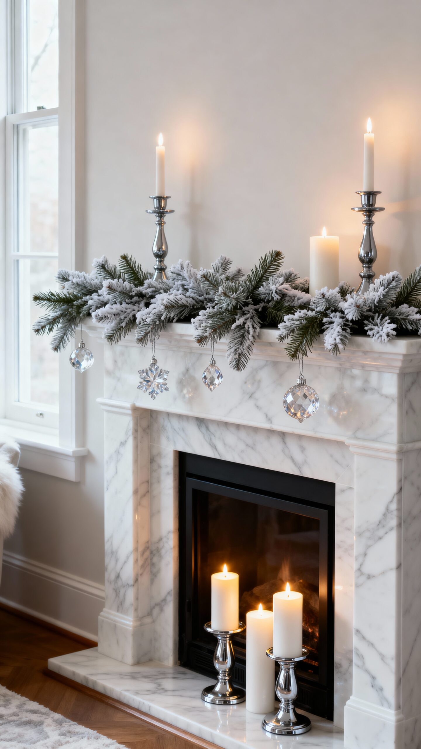 elegant winter mantle decor