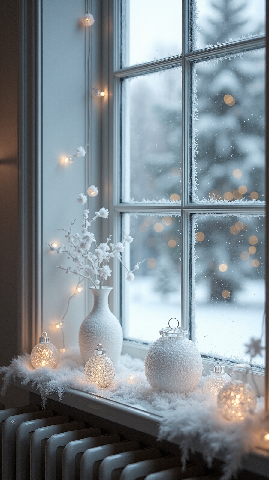 elegant winter windowsill crystal displays
