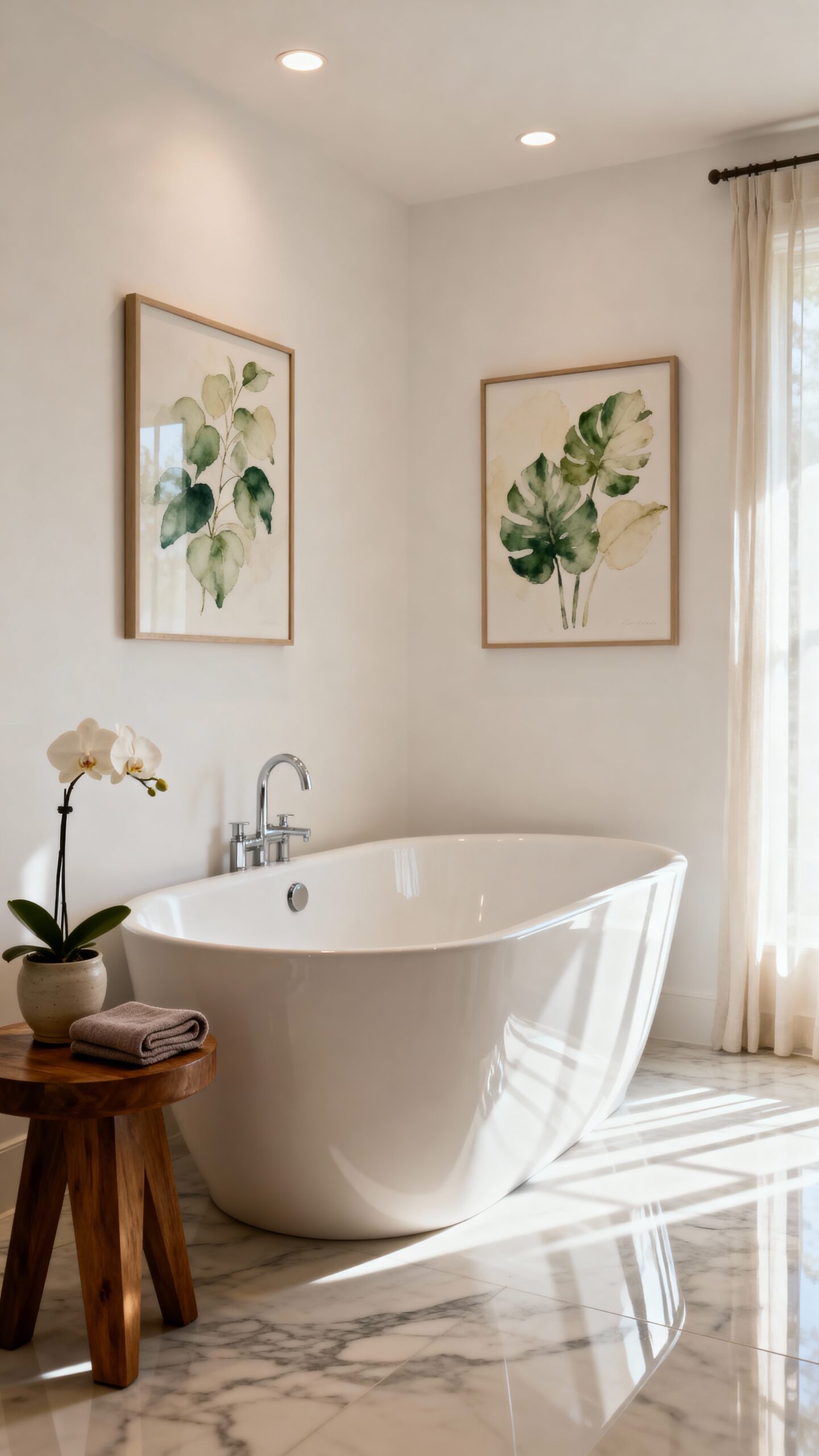 elevate bathroom with artistic decor
