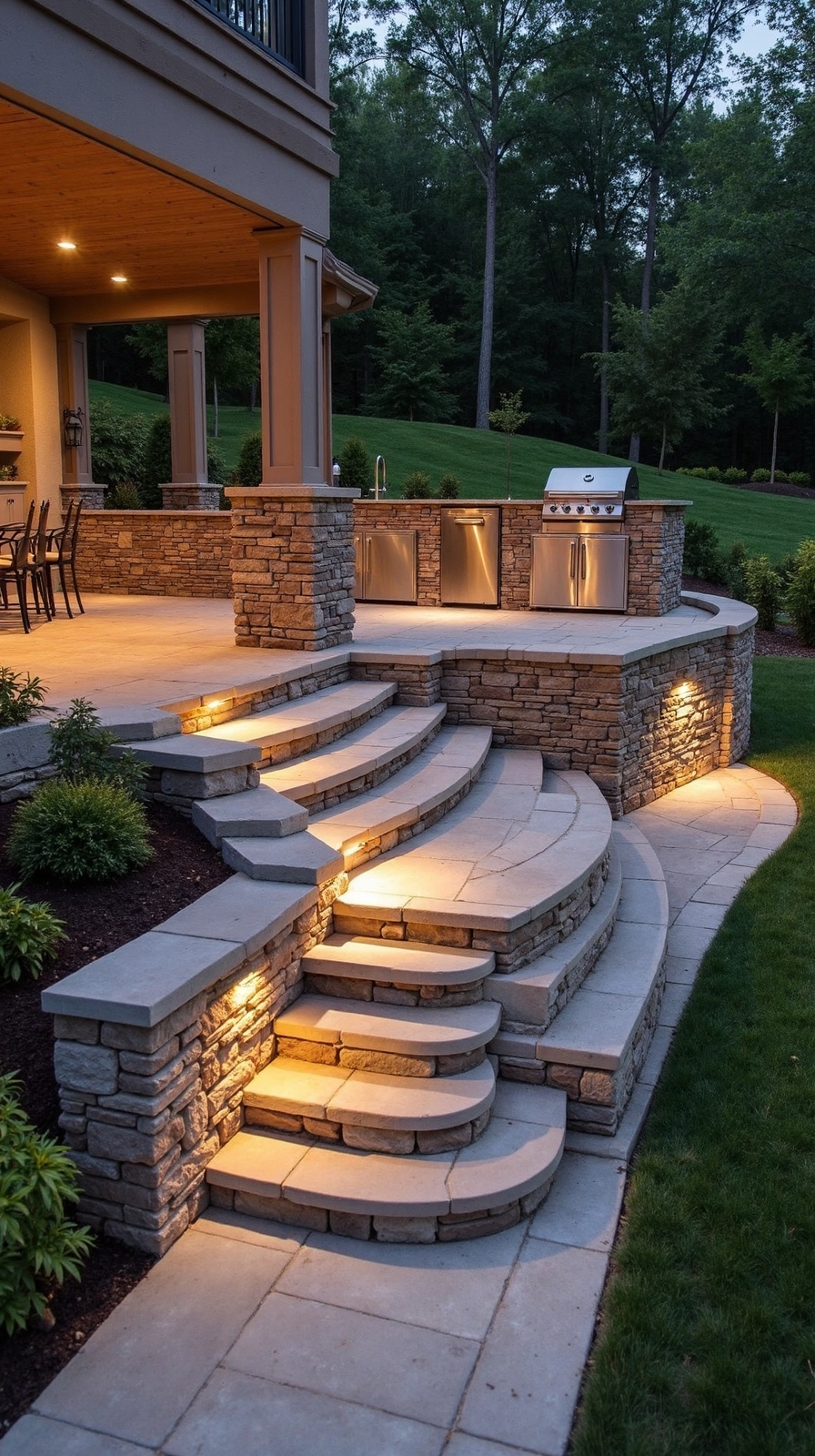elevated multi level outdoor entertainment hub