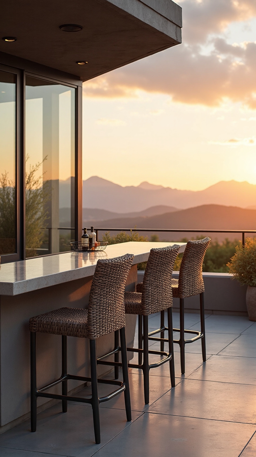 elevated outdoor bar height seating