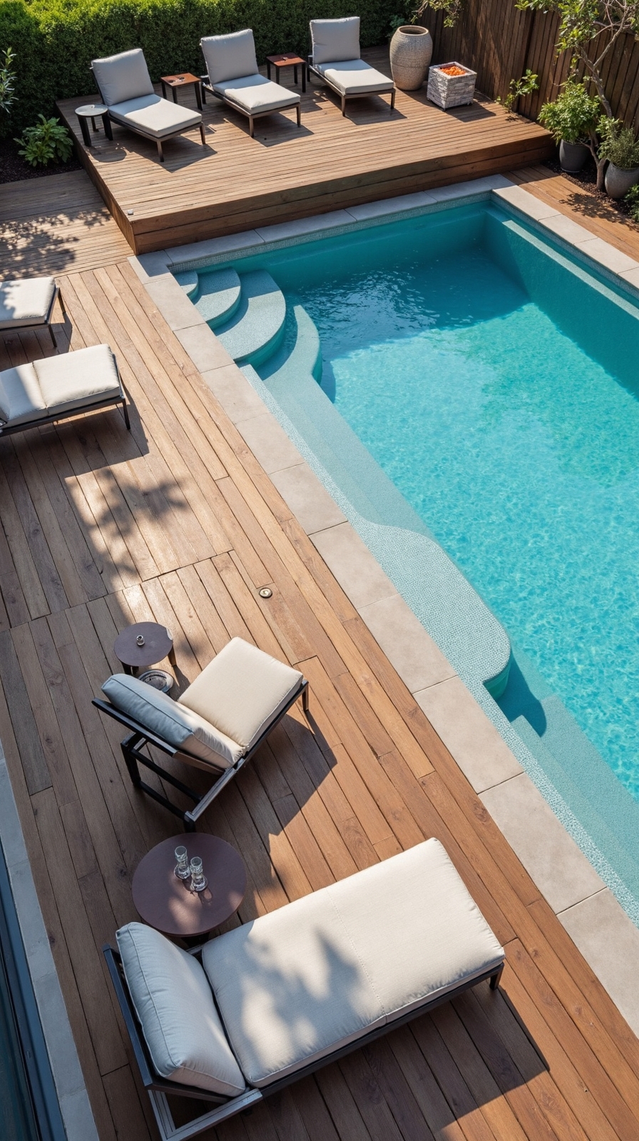 elevated pool deck tile patio