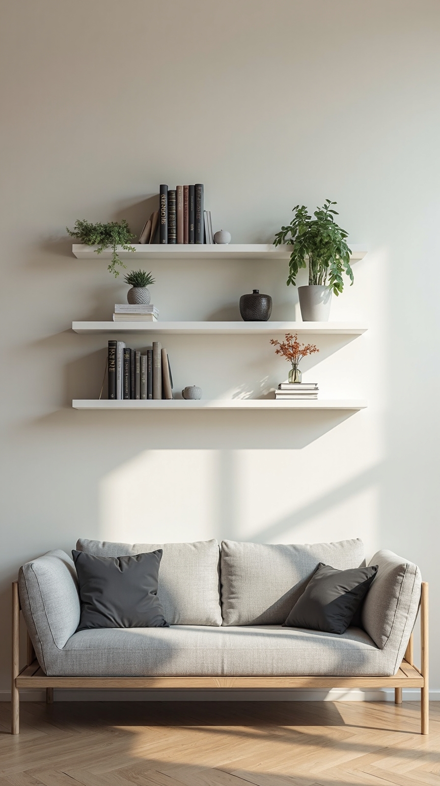 elevating visual interest with floating shelves