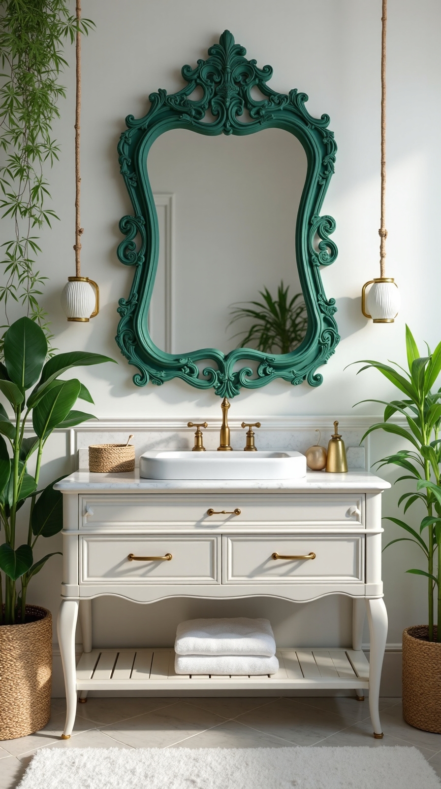 emerald green bathroom statement mirror