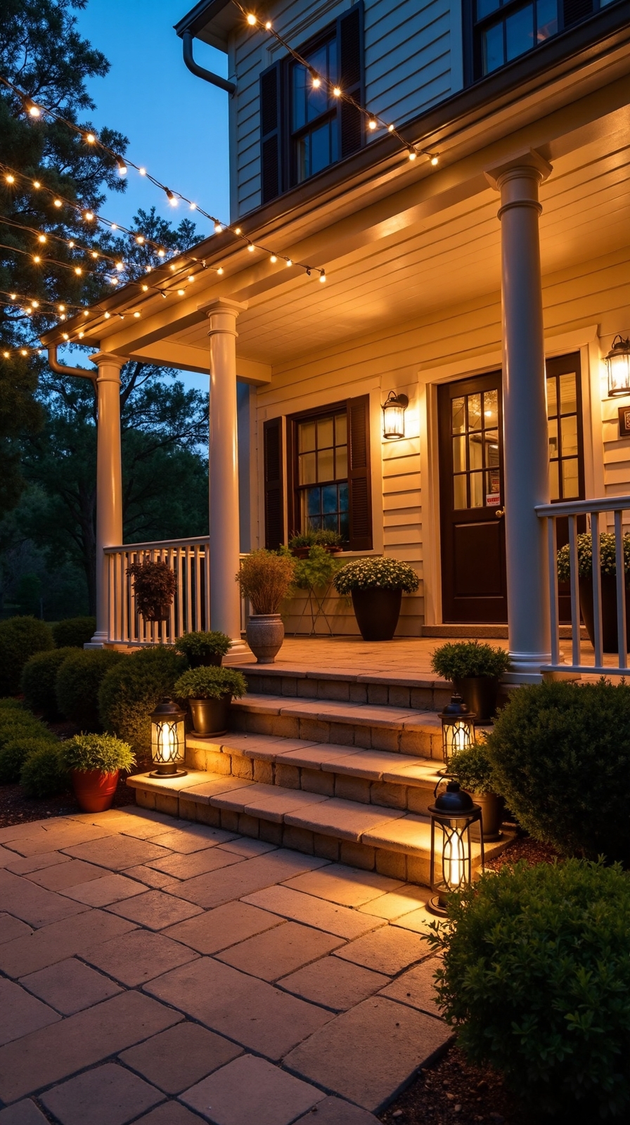 enchanting evening outdoor lighting ambiance
