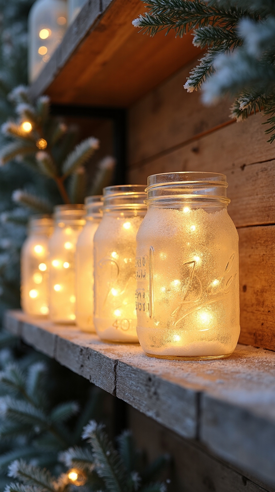 enchanting frosted mason jar luminaries