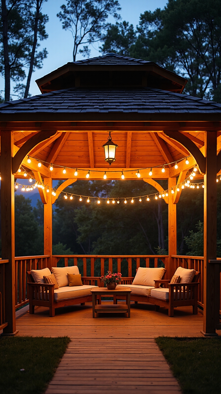 enchanting gazebo crown string lighting