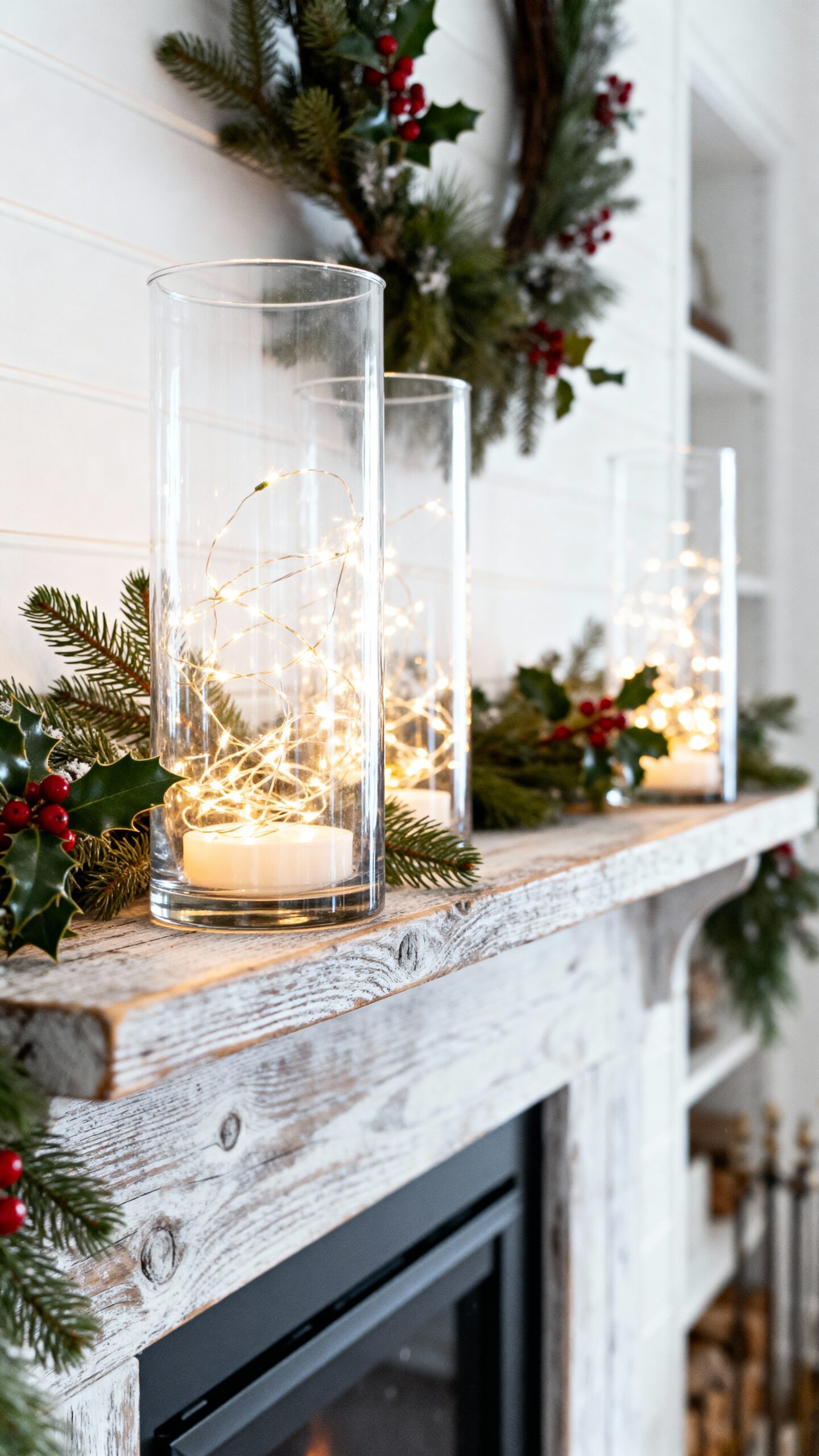 enchanting glass hurricane light display