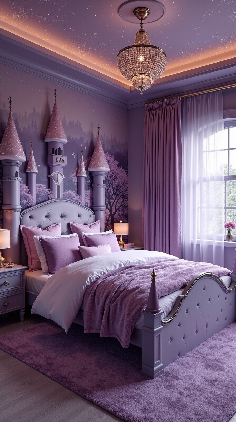 enchanting purple fairy tale castle