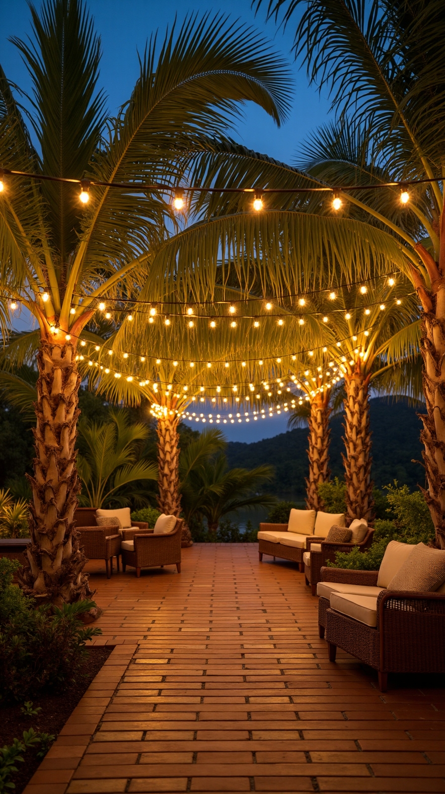 enchanting tropical patio string light sanctuary