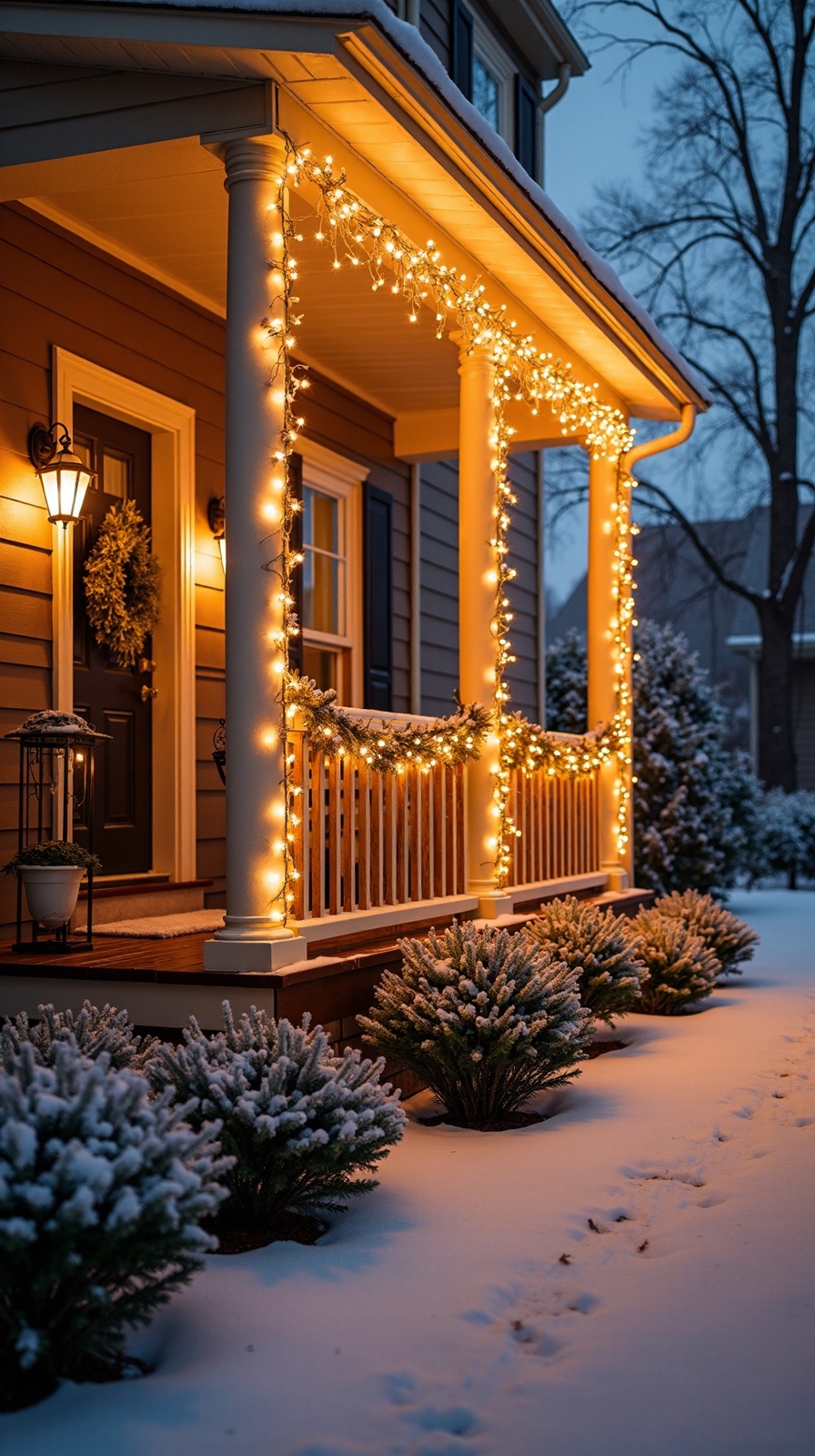 enchanting winter porch lighting sanctuary