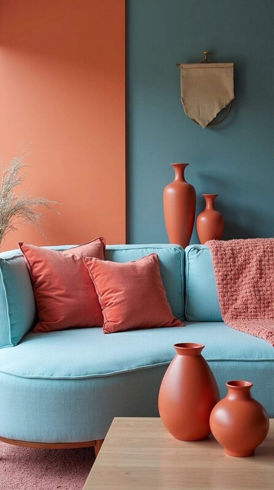 energetic color blocked living space statement