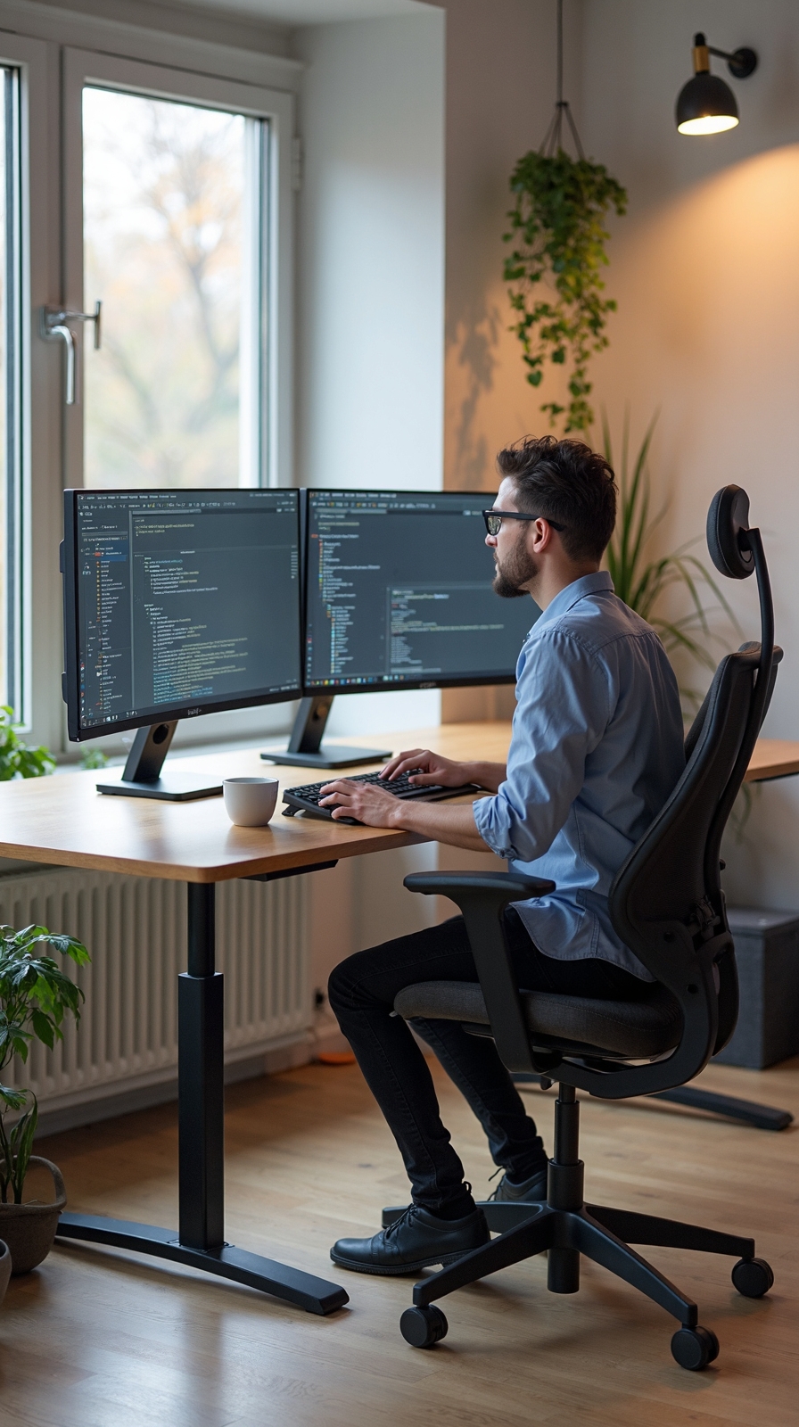 ergonomic adjustable angled cable managed