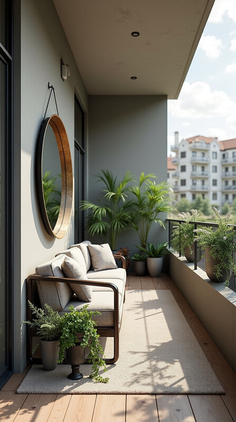 expand visual patio space with mirrors