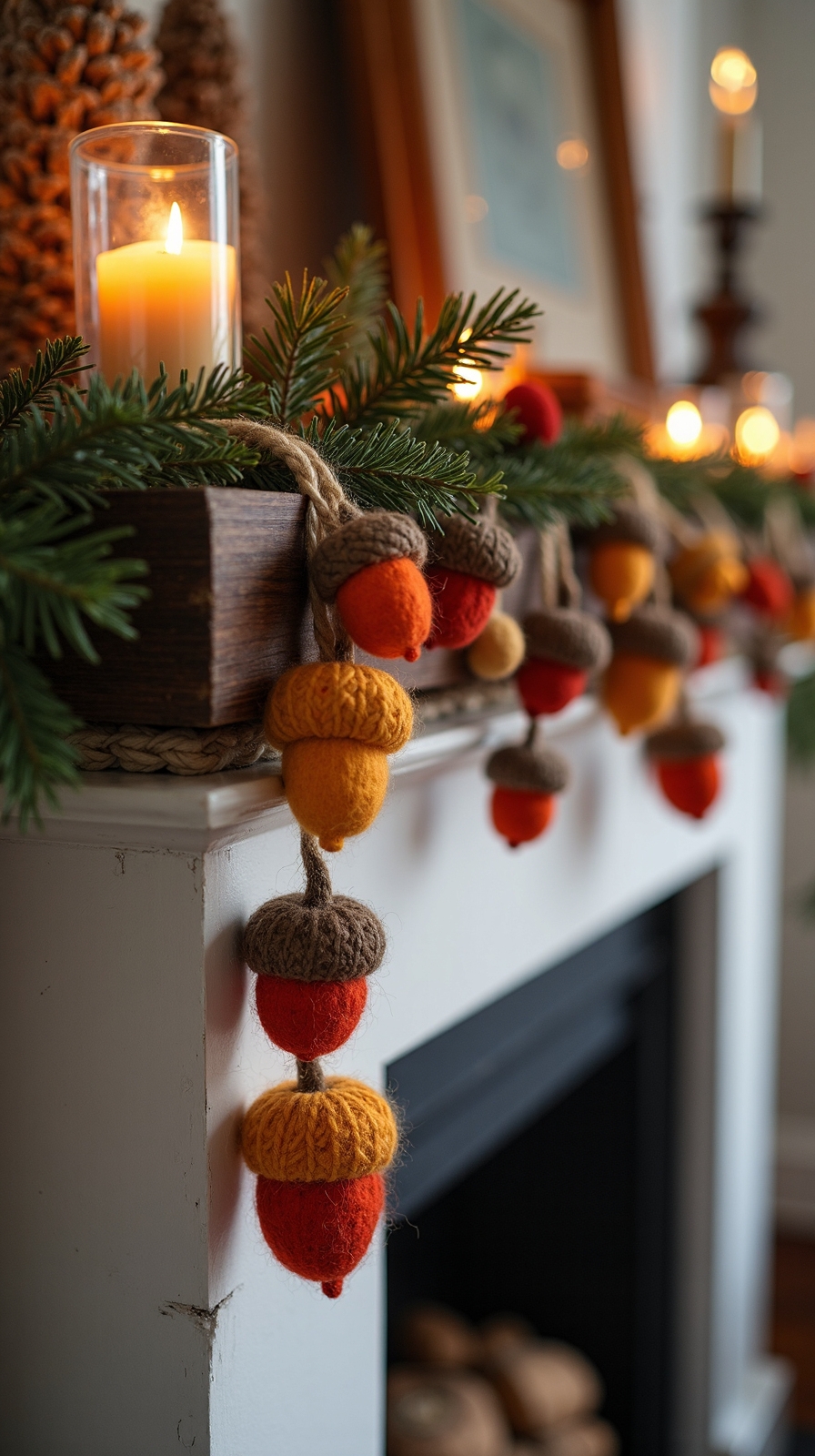 felted wool acorn autumn garland