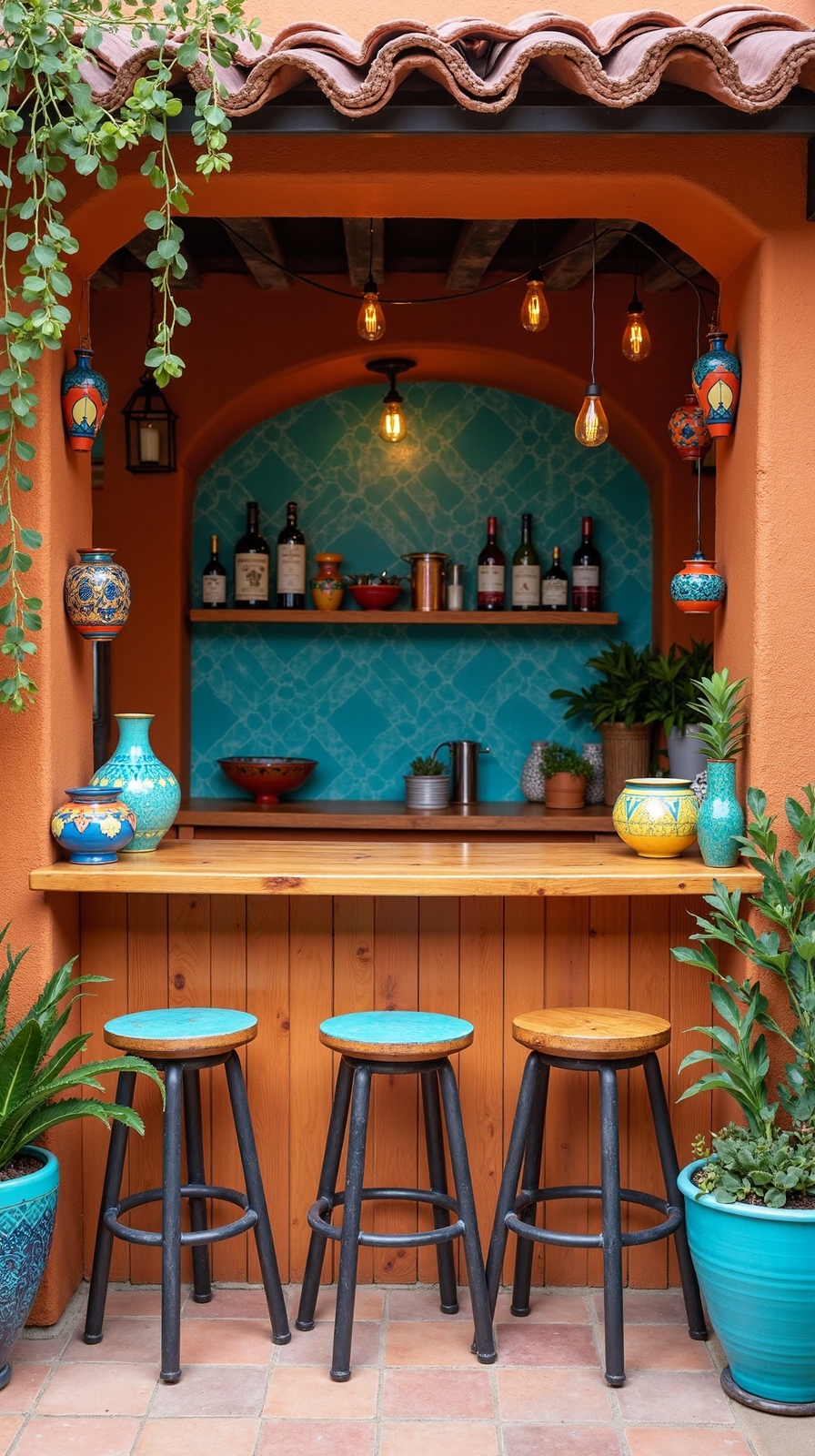 festive mexican outdoor bar centerpiece