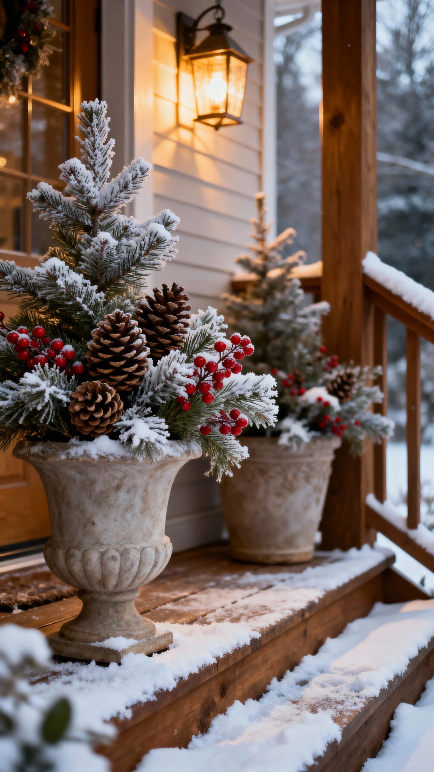festive winter evergreen planter decor
