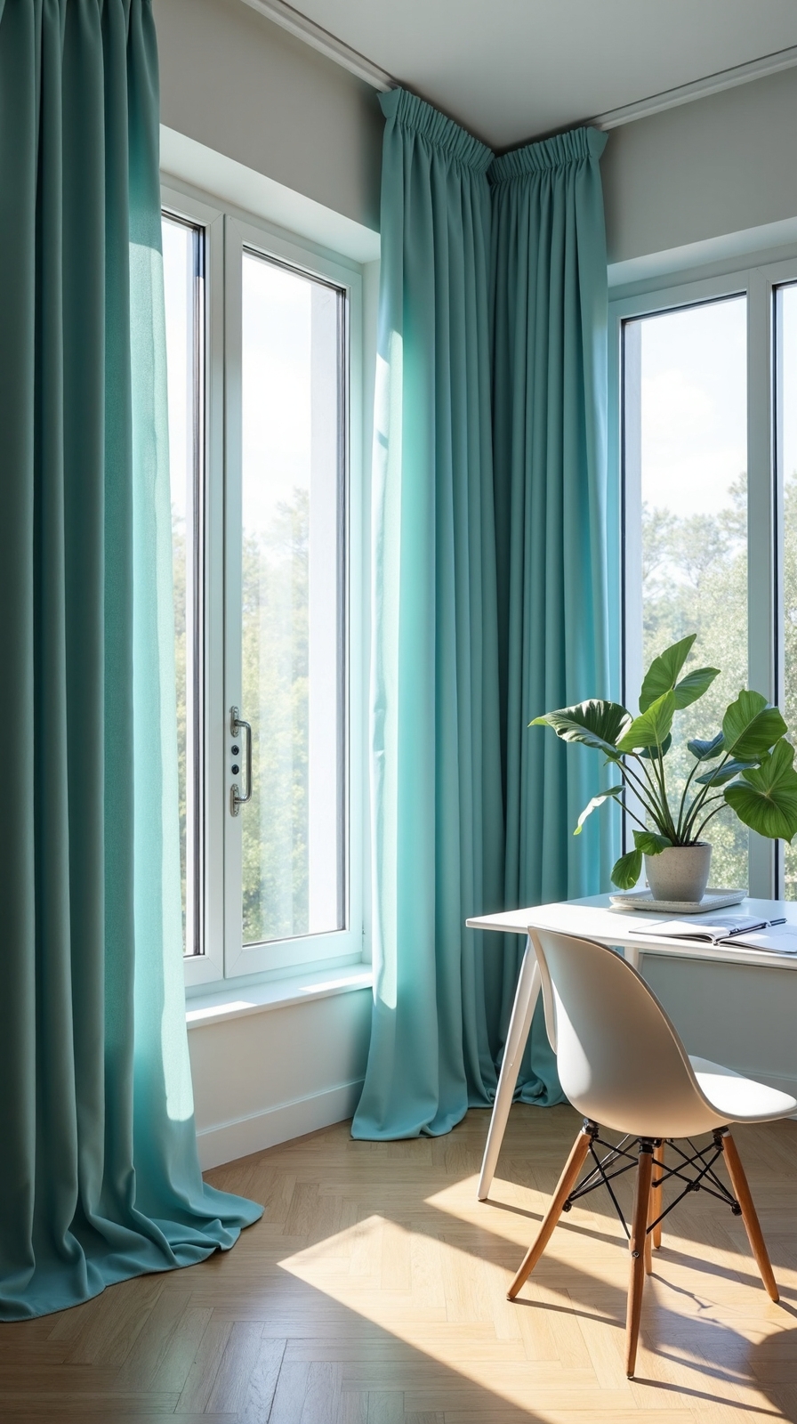 flexible teal blue curtains for control