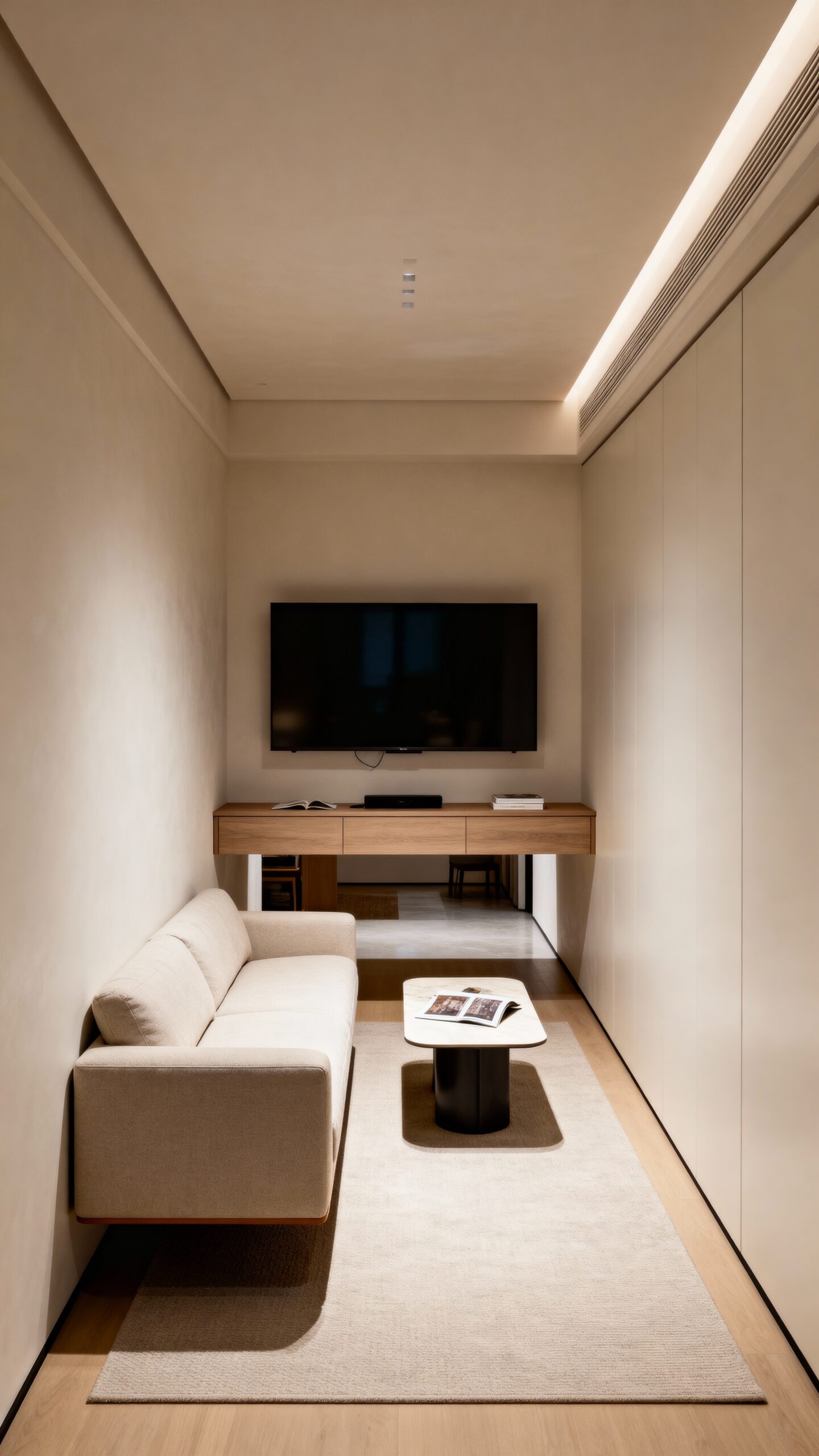 floating furniture layout opens up space