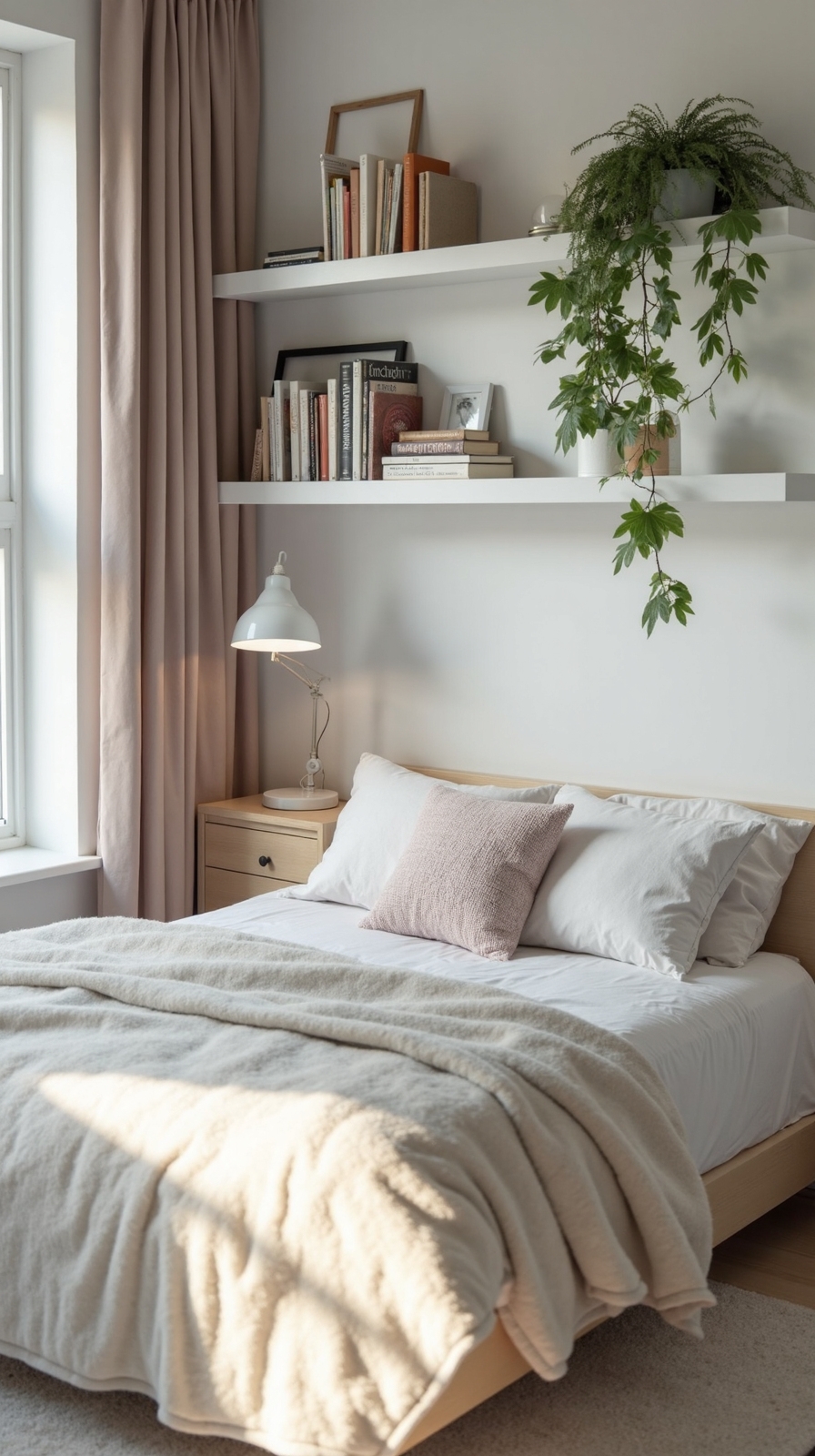 floating shelves transform guest room