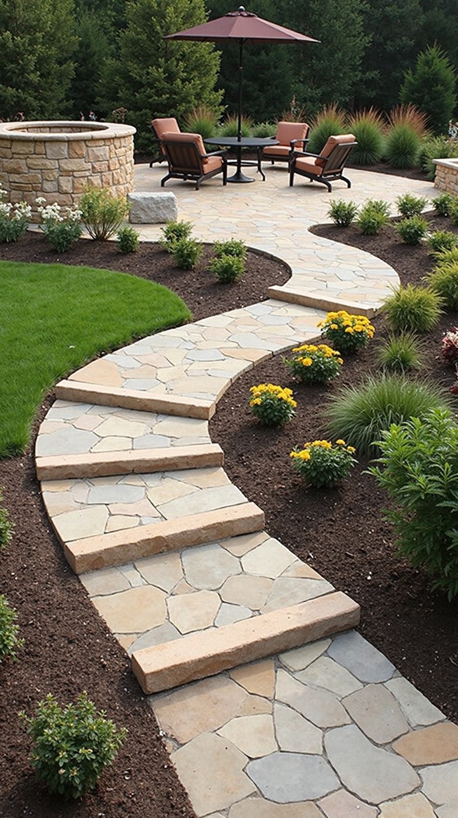 flowing curved connected welcoming outdoor spaces