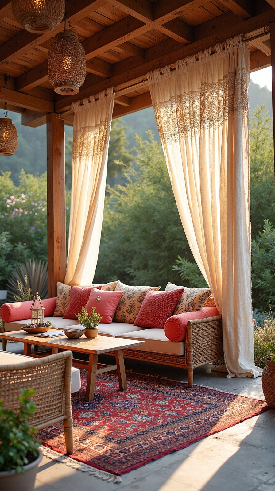 flowing dreamy ethereal outdoor patio retreat