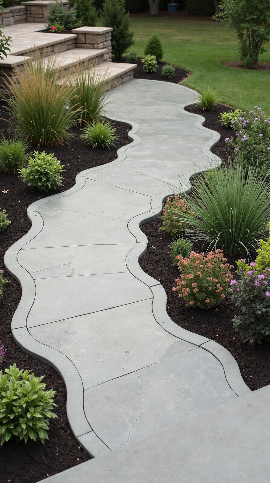 flowing outdoor concrete landscape design
