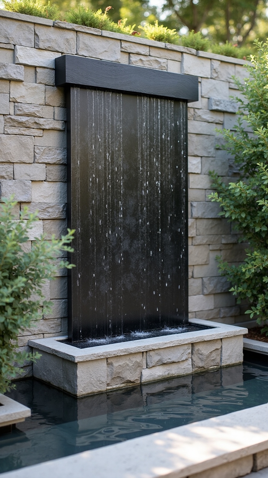 flowing vertical water tranquility patio backdrop