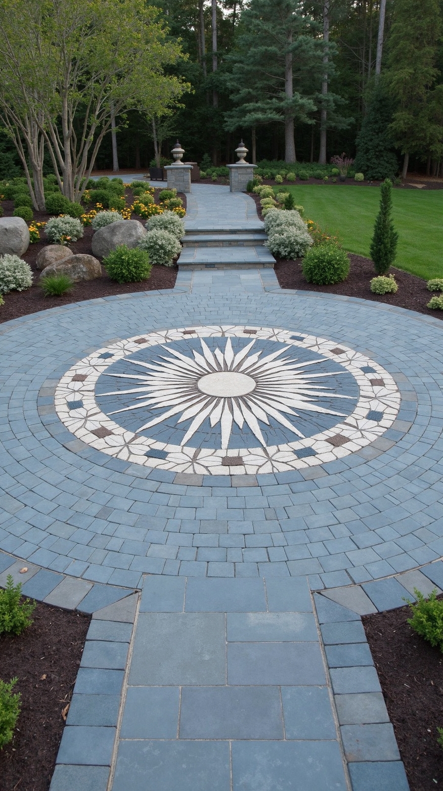 focal point circular bluestone design