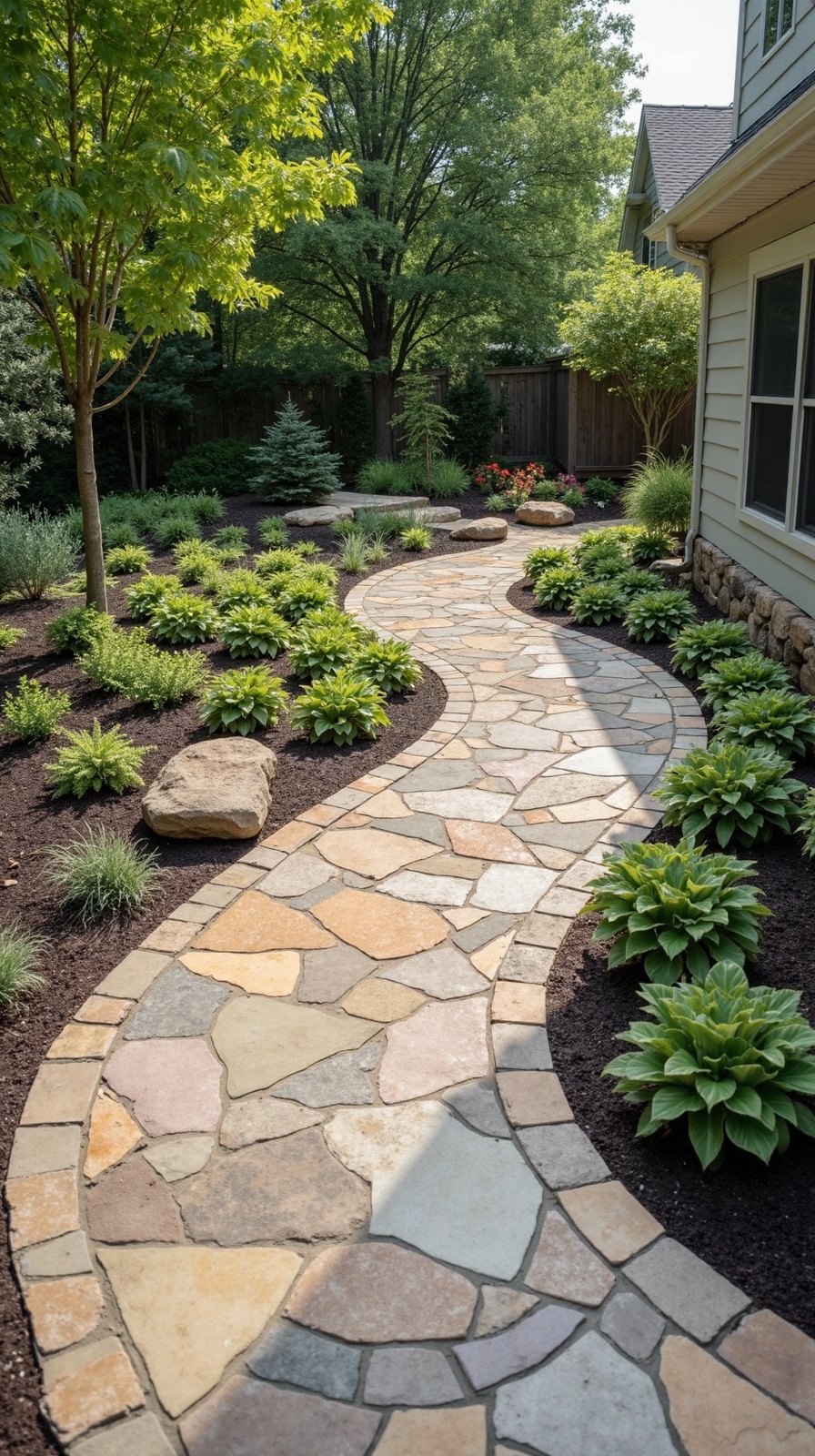 freeform organic flagstone patio