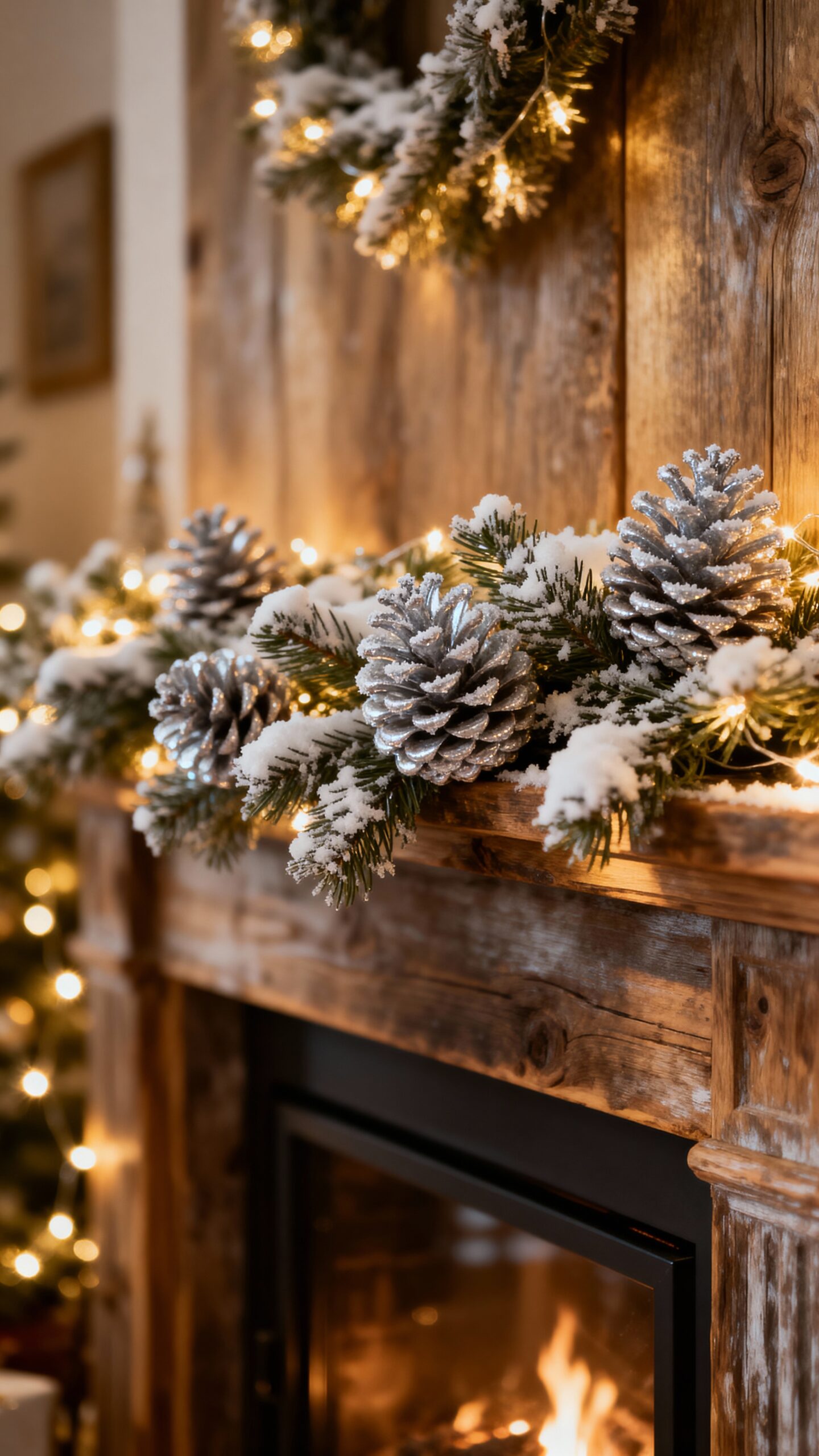 frosted evergreen rustic winter decor