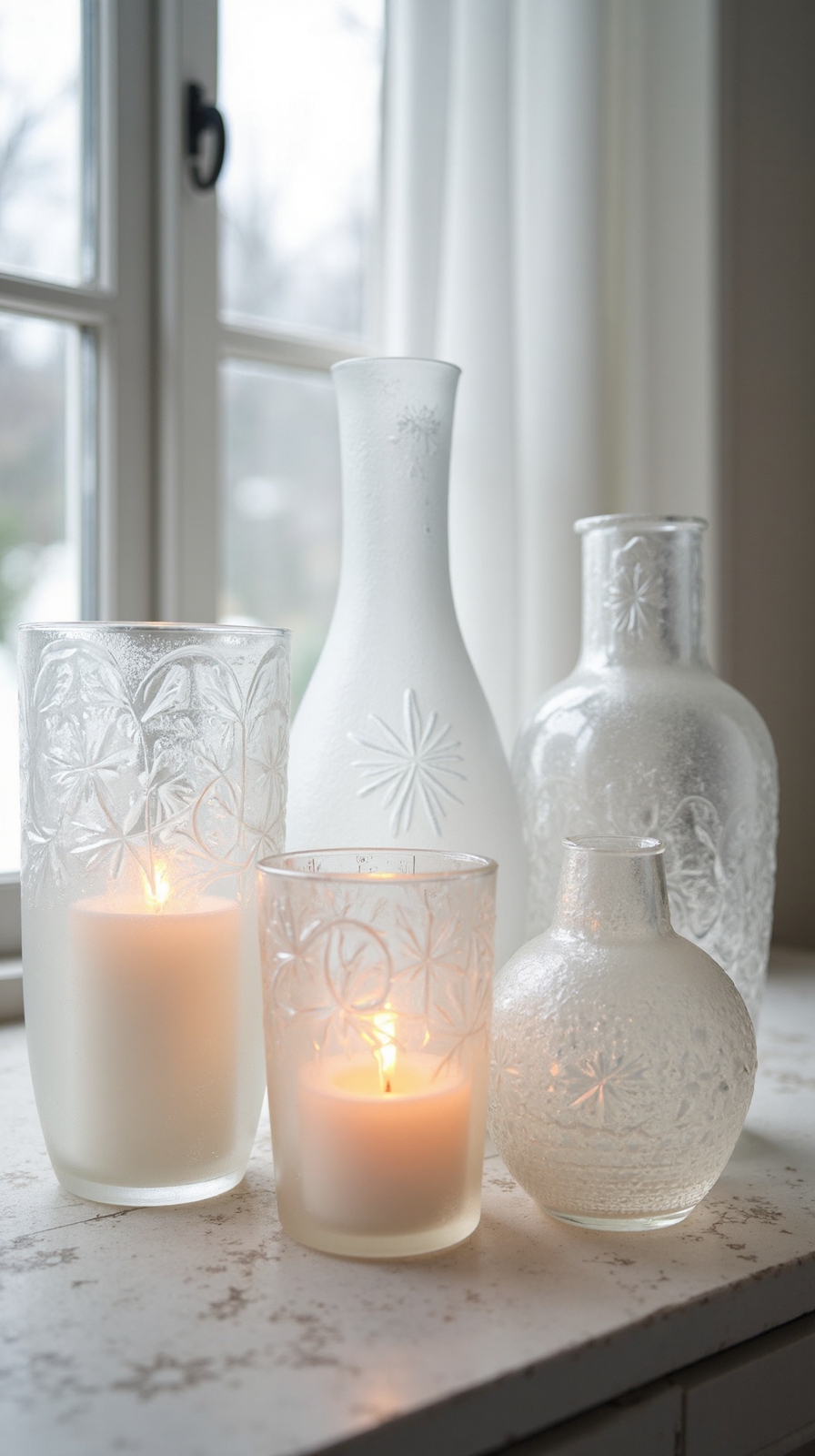 frosted glass winter wonderland decor