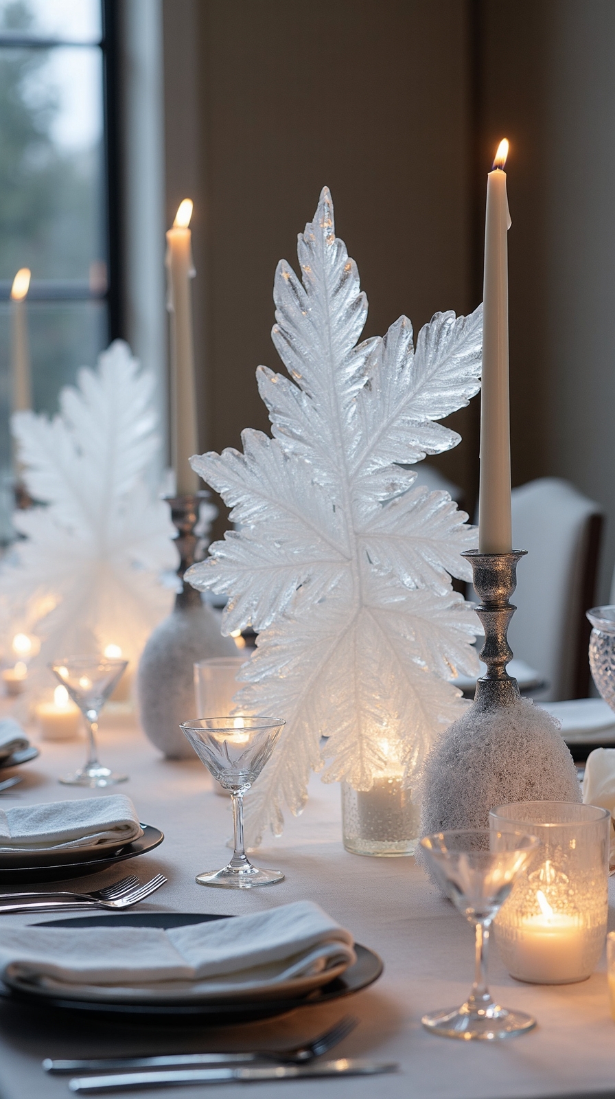 frozen crystalline wintry formal tablescape