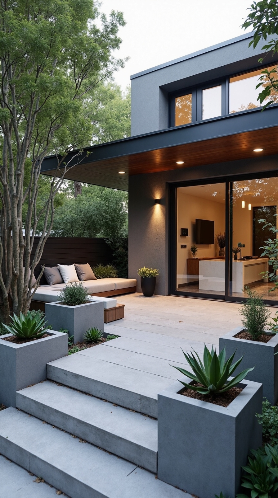 functional customizable illuminated integrated concrete patio