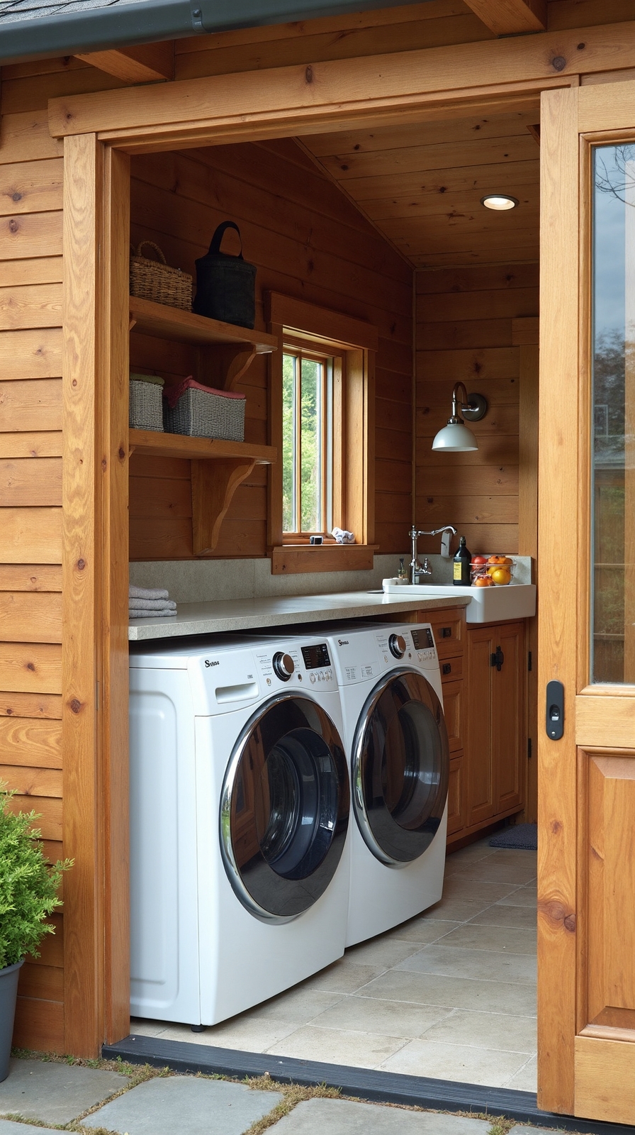 functional outdoor laundry room conversion