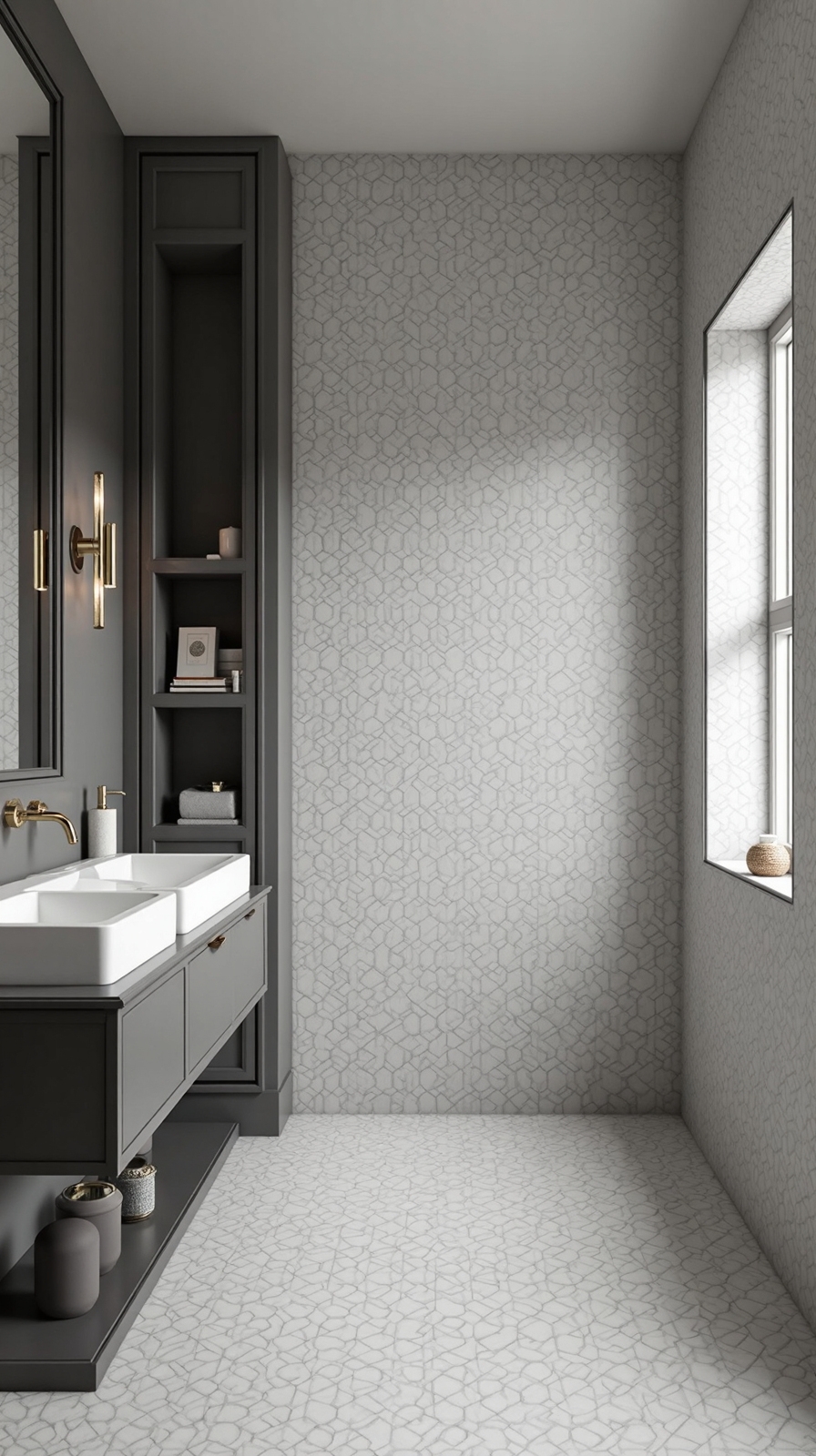 geometric grey tile design interest