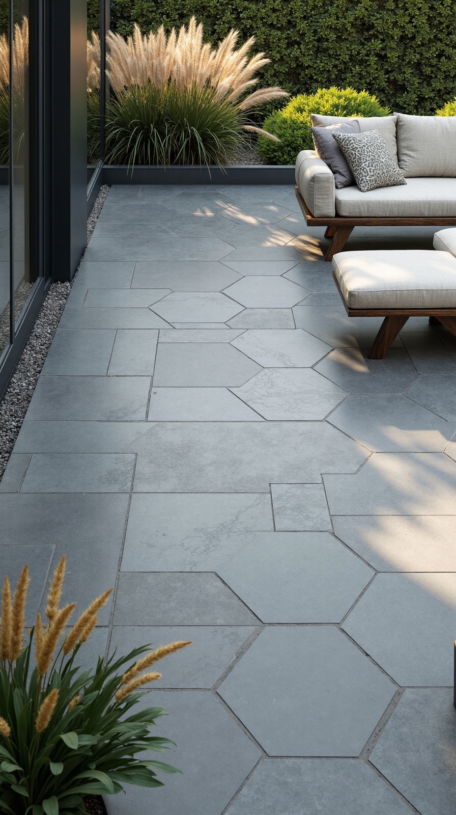 geometric modern minimalist stone patio design