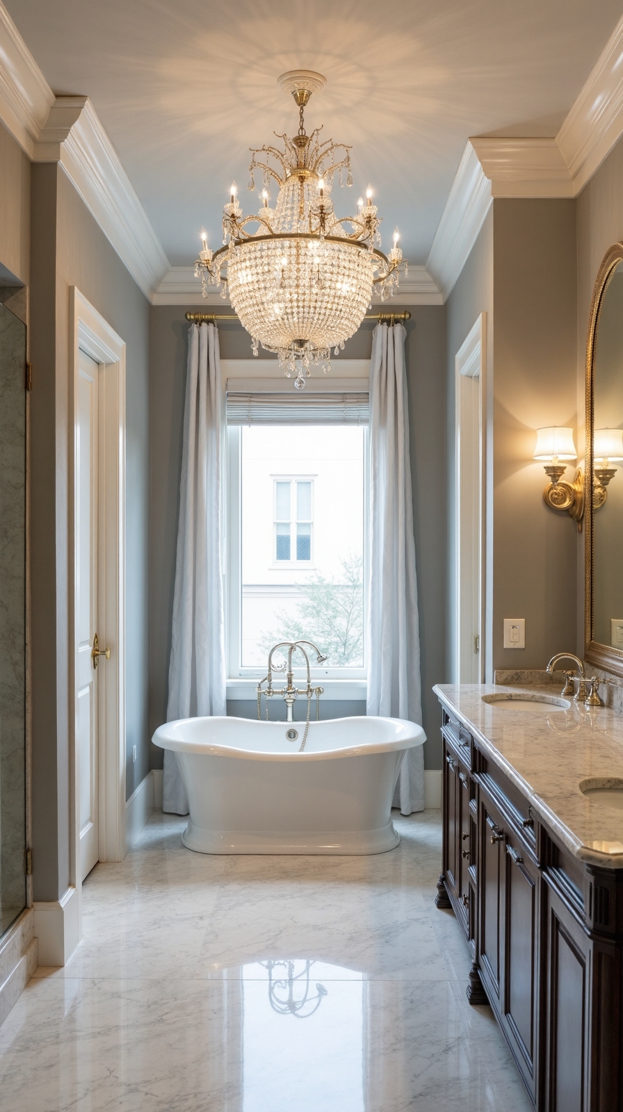glamorous bathroom lighting with chandeliers