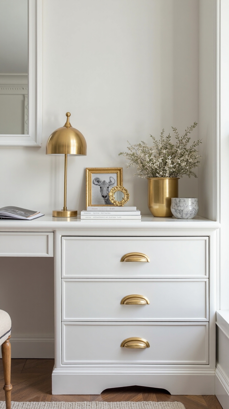 glamorous gold accented white office sanctuary