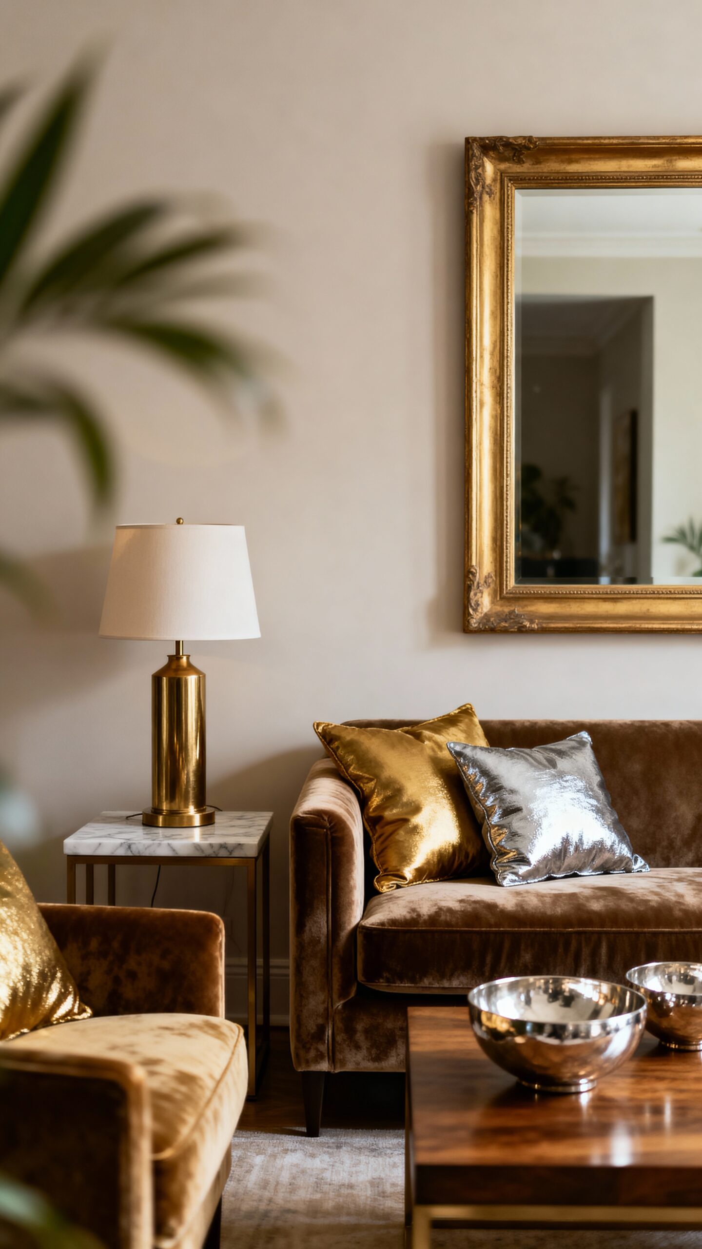 glamorous metallic accented small living space